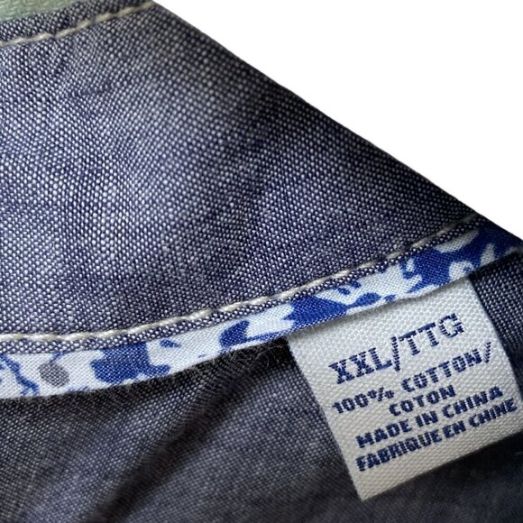 Tommy Bahama Mens Plaid Shirt XXL Cotton Short Sleeve Green Blue Button up - Picture 11 of 14